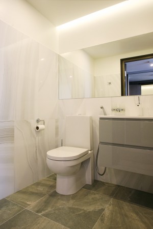 vannitoa-mööbel-valge-tualettpott-tumedal-põrandal 